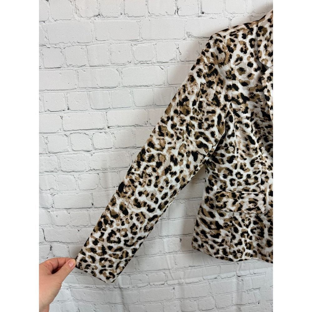 CALVIN KLEIN beige black animal leopard classic career blazer jacket 8P NWOT - Picture 5 of 9